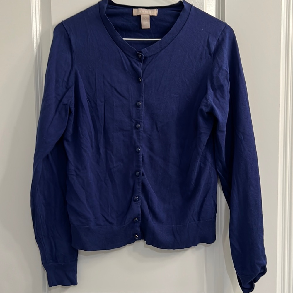 Banana Republic Blue Silk-blend Cardigan L